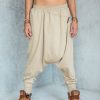 Cream Beige Cotton Harem Pants: Drop Crotch Ninja